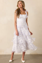 Living In Wonderland Lavender Tulip Floral Midi Dress